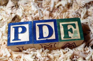 Portable Document Format (PDF) acronym arranged with wooden blocks